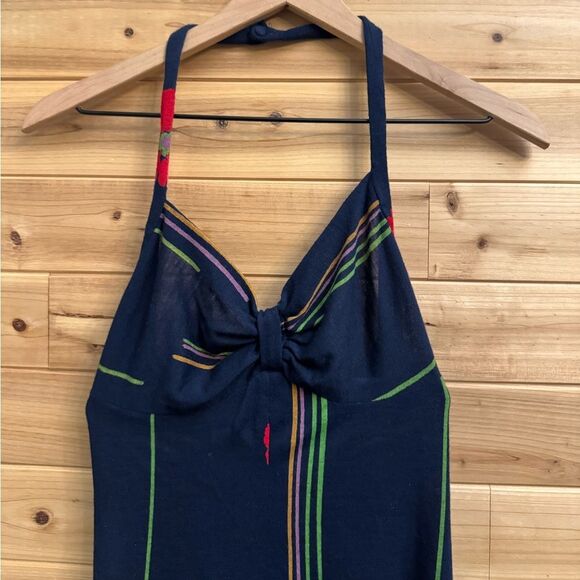 VNTG 1970 Young Innocent Sz XS Poppy Colorful Halter Maxi Babydoll Dress Set - Picture 3 of 13